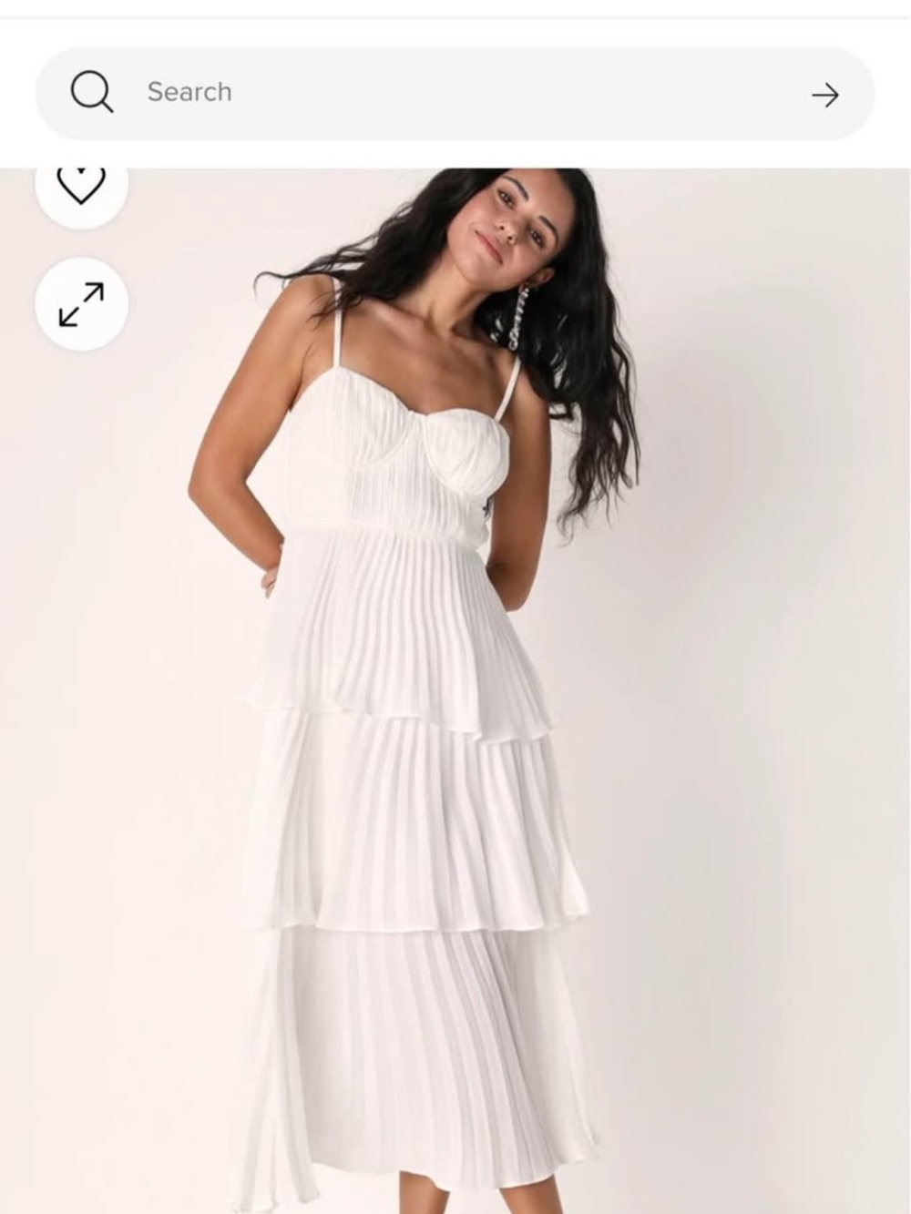 Lulu's White Tiered Pleated Midi Dress